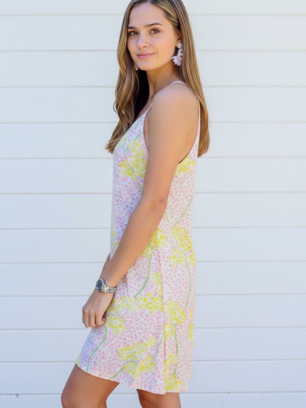 Ladies Caroline Hill Pink & Yellow Halter Dress